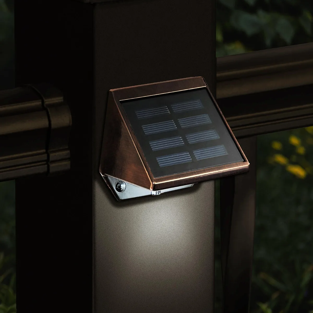 Classy Caps Mfg. Inc. Classy Caps Mfg. Inc. Copper Plated Solar Deck &amp; Wall Light 2 Pack 12 Lumens 4500 5500 Kelvin — product photo