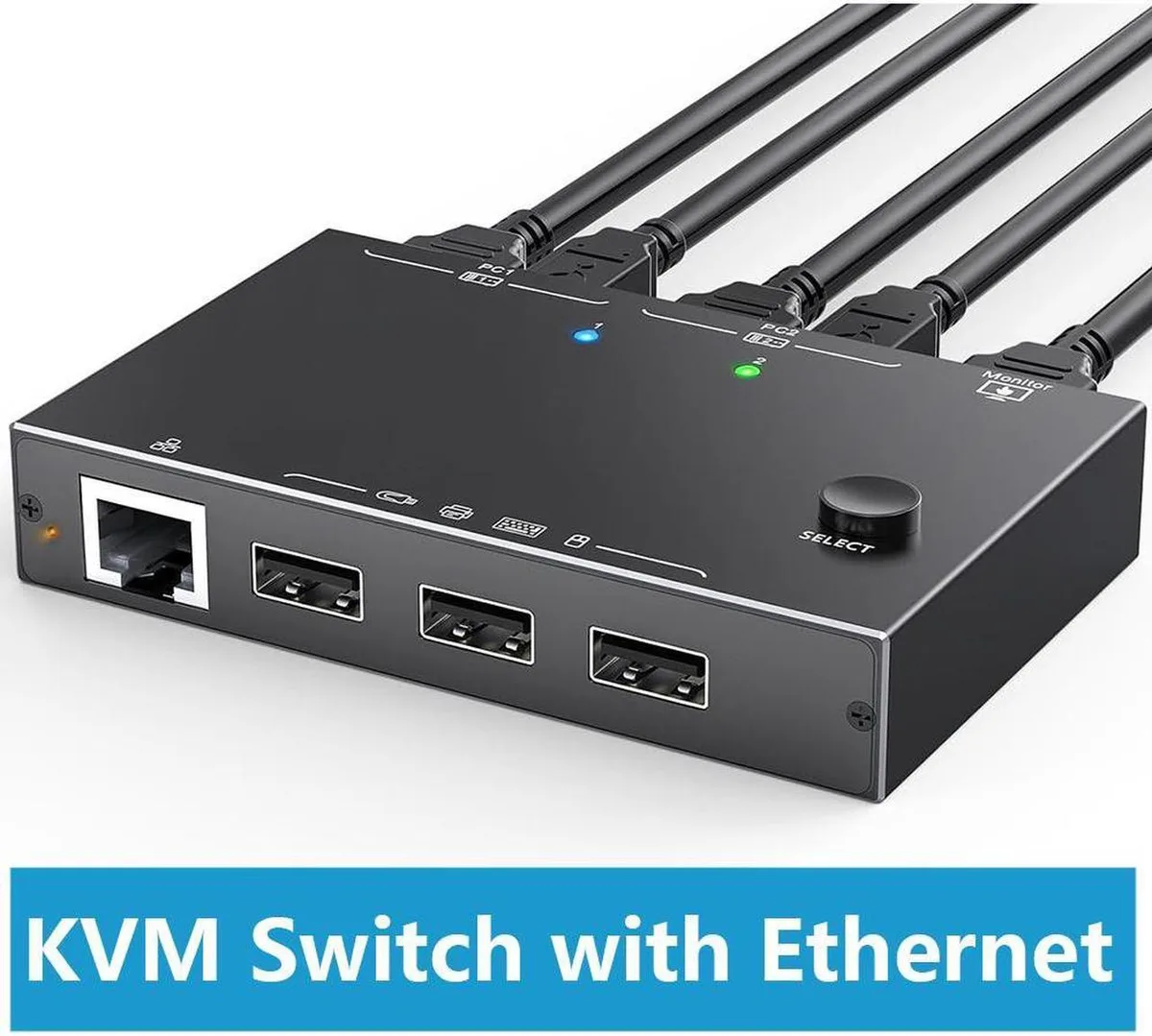 Vszerda Vszerda 2 Port HDMI KVM Switch with Ethernet 4K@60Hz — product photo