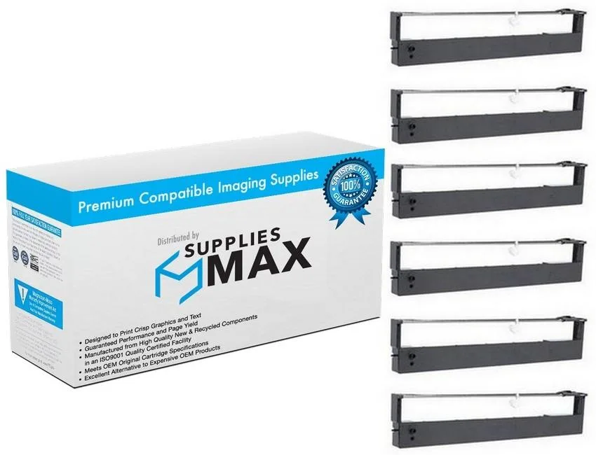 SuppliesMax SuppliesMax TallyGenicom 1A3000B01 Black Printer Ribbon 6 Pack — product photo