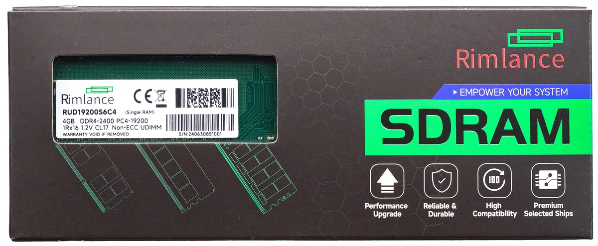 RIMLANCE RIMLANCE RUD19200S6C4 4GB DDR4 2400MHz UDIMM desktop RAM — product photo