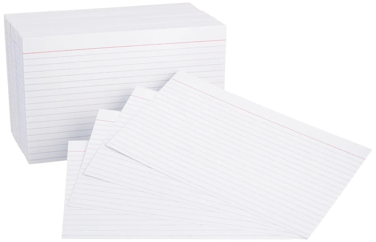 Amazon Basics Ruled Index Cards 5x8 in White 500 Count 72 lb 120 gsm — product photo