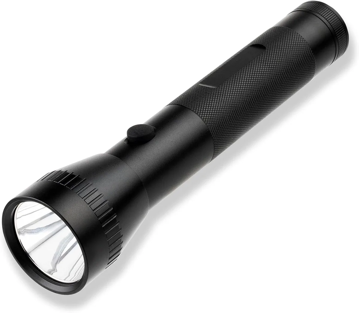 Large aluminium D-cell flashlight, silver finish