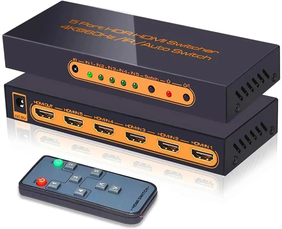 SMUGDESK SMUGDESK 5 Port HDMI 2.0 Switch 5x1 with IR Remote Control — product photo