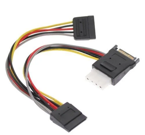 SATAGear SATAGear 7in SATA Power Splitter Cord 15-pin to Dual 15-pin + Molex 4-Pin — product photo