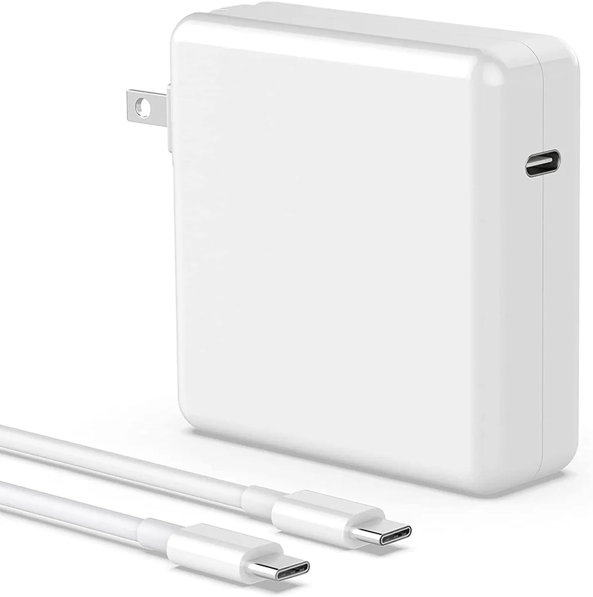 White rectangular 96W USB-C power adapter with 6.6ft cable