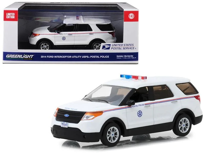 GREENLIGHT GREENLIGHT 2014 Ford Interceptor Utility Postal Police USPS White 1/43 Diecast Model Car — product photo