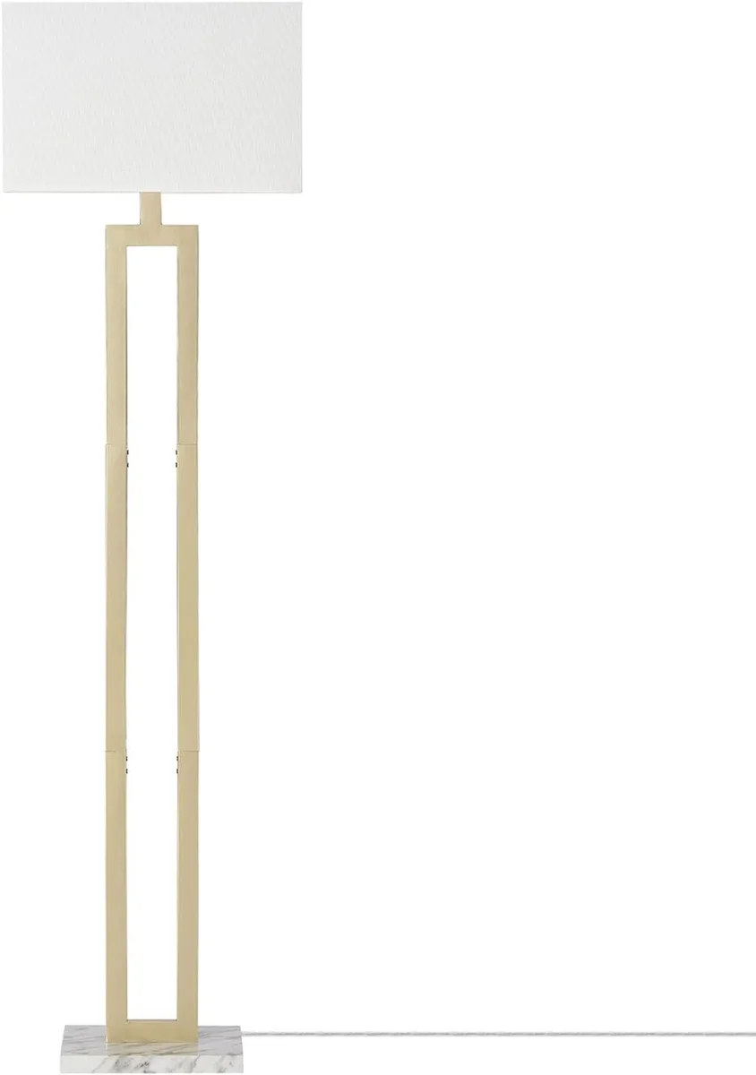 TUKO TUKO D'Alessio 58" Floor Lamp Gold White Linen Shade Faux Marble Base — product photo