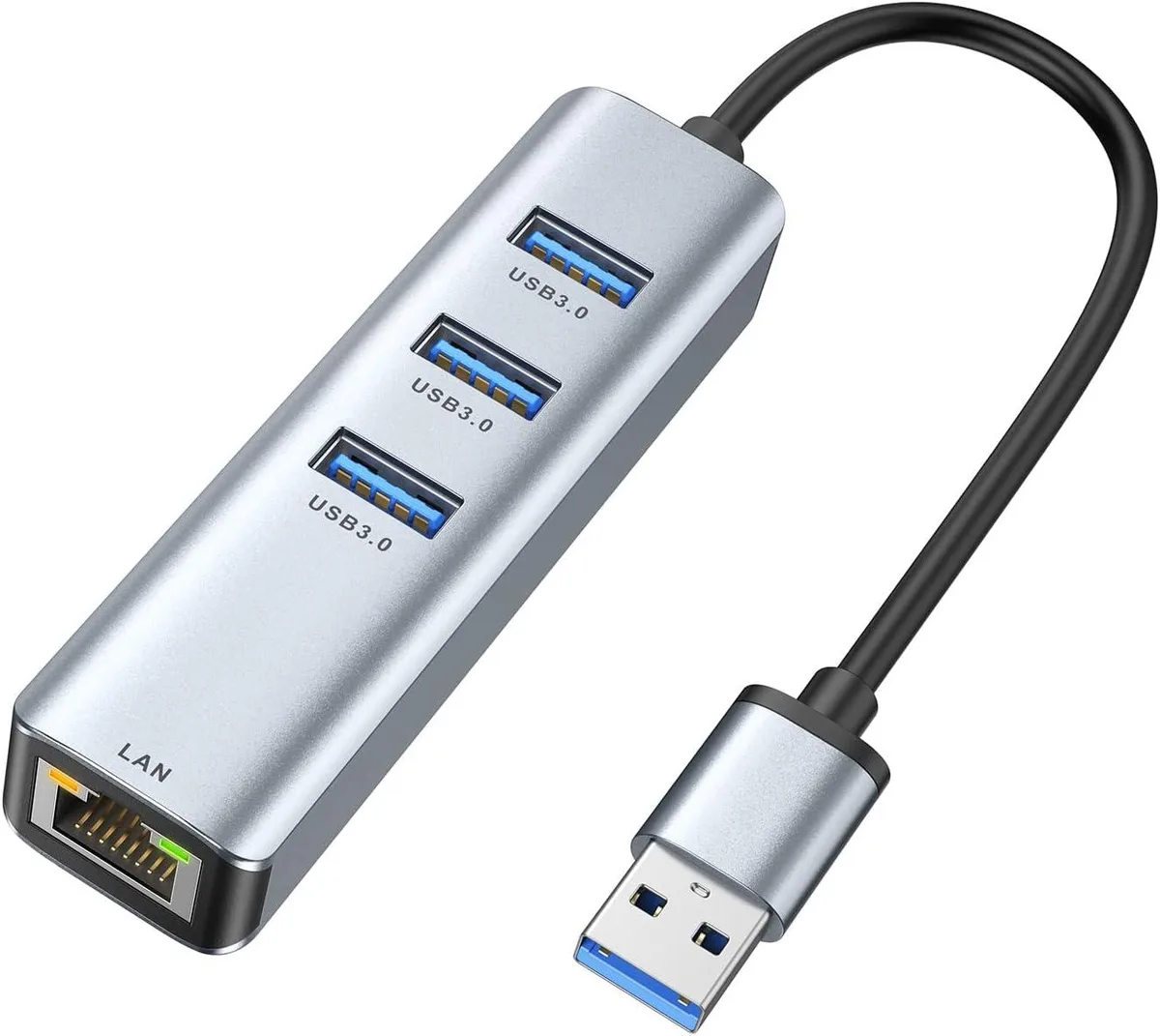 GCROWN GCROWN USB 3.0 Ethernet Adapter & 3-Port Hub 10/100/1000 Mbps — product photo