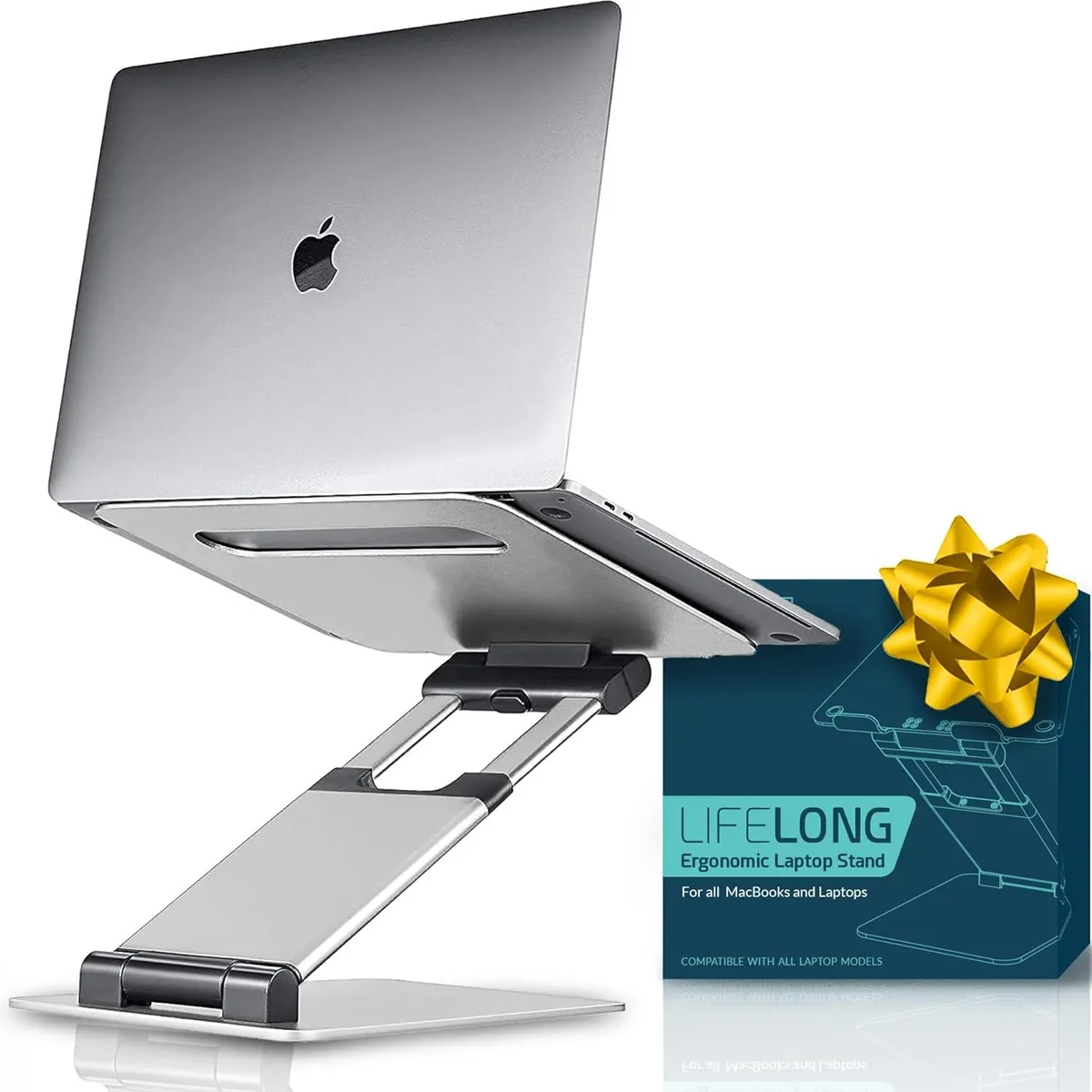BFKK BFKK Ergonomic Laptop Stand Silver 2.1 to 13.8 inch height 11 to 17 inch devices — product photo