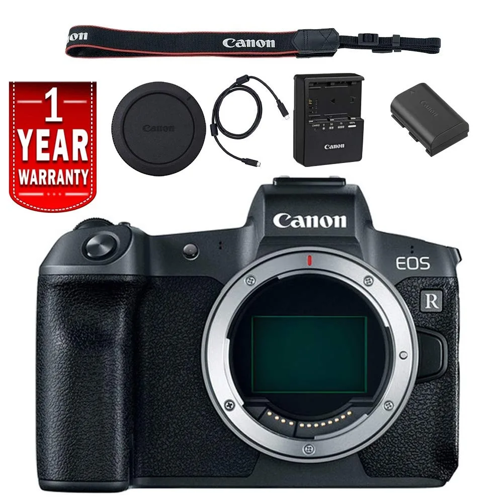 Black Canon EOS R mirrorless camera body with swivel touchscreen and electronic viewfinder