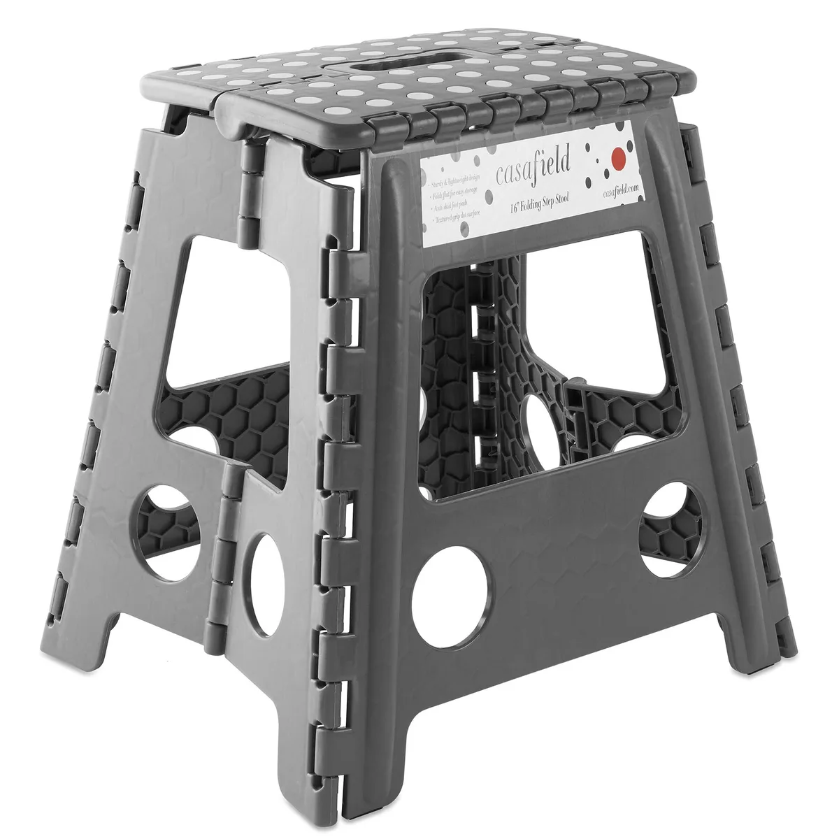 Casafield Casafield 16" Folding Step Stool with Handle, Gray — product photo