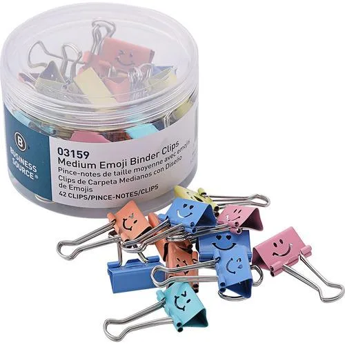 Business Source Business Source 3159 Emoji Binder Clips Medium Assorted 42 Tube — product photo