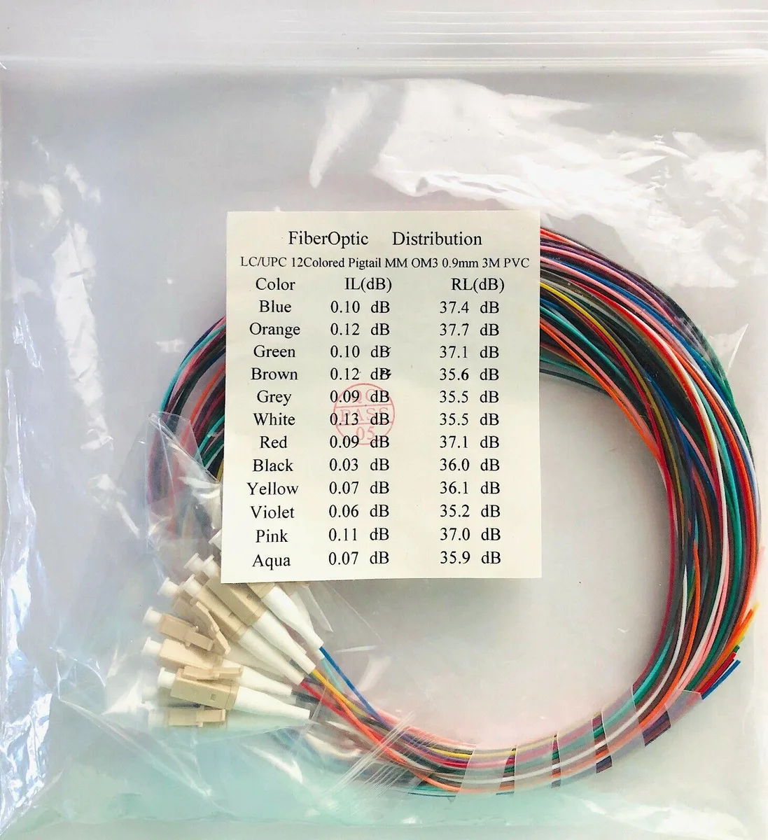 Other Electricities Other Electricities 12 Fiber Optic Pigtail LC OM3 Unjacketed 1310nm — product photo