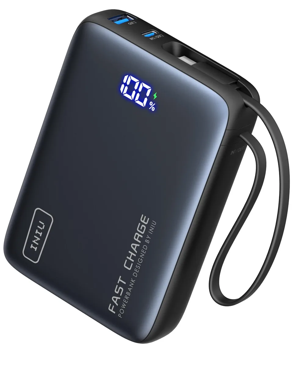 INIU INIU P51L-P1 20000mAh 45W power bank with built-in USB-C cable — product photo