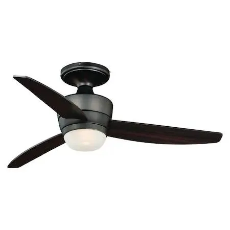 44 inch flush ceiling fan in quiet bronze with integrated LED light kit
