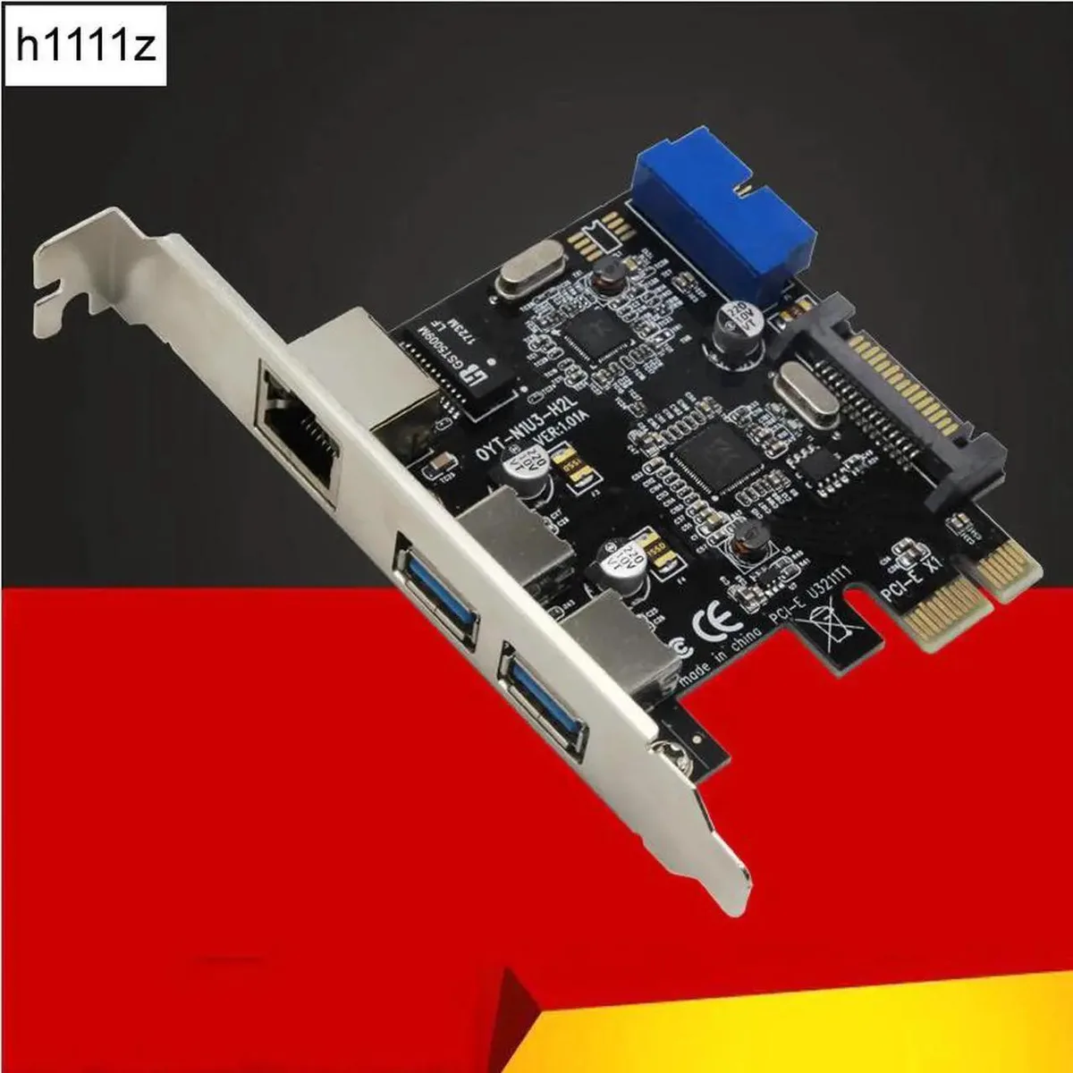 SMUGDESK SMUGDESK PCI-E to RJ45 Gigabit Ethernet Card with 3-Port USB 3.0 Hub — product photo