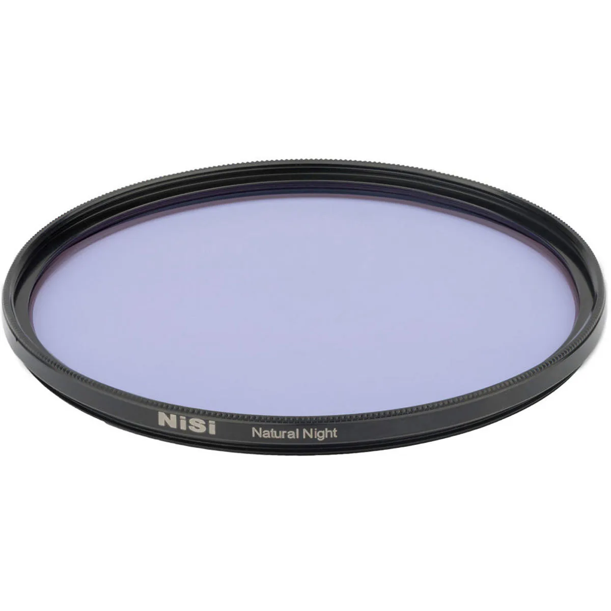Round 77mm glass filter with thin metal rim and clear coating