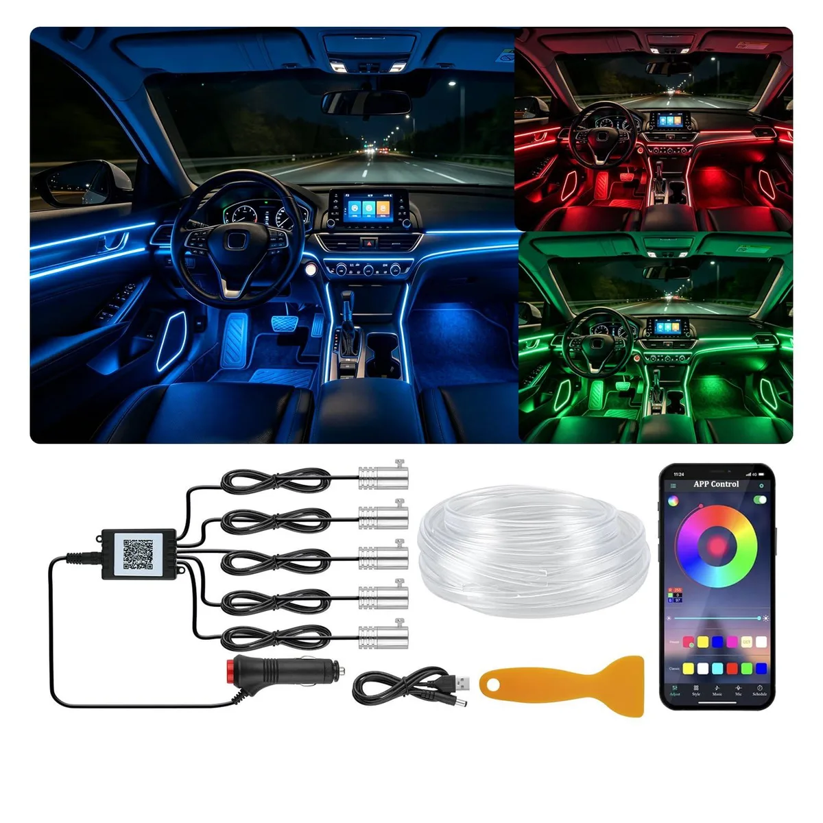 236" Fiber Optic Car Lighting Kit — product photo