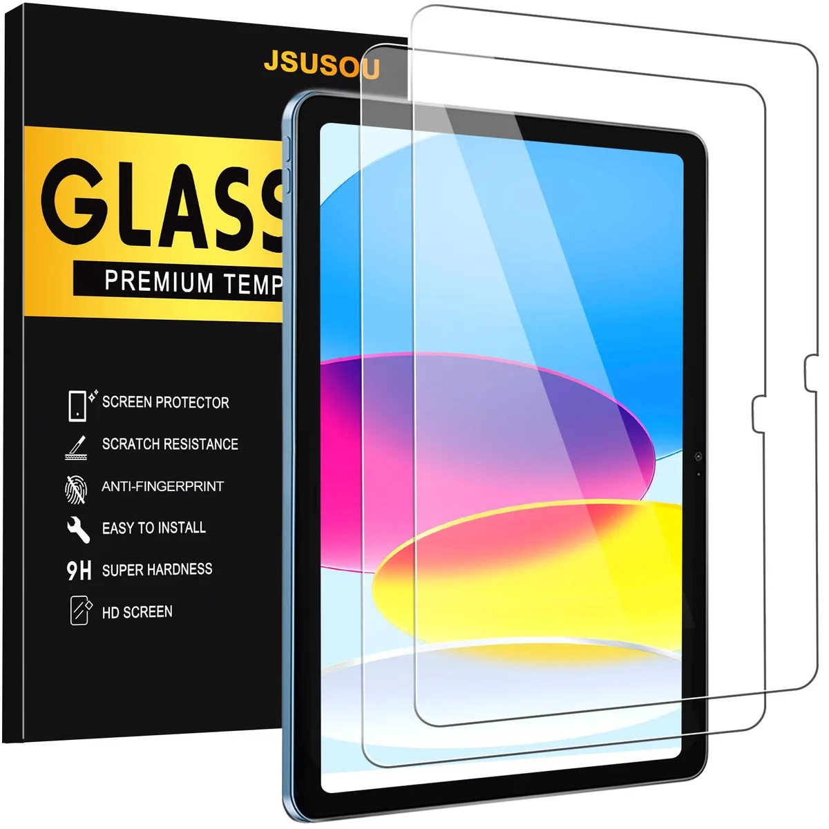  JSUSOU 2 Pack Tempered Glass Screen Protector iPad 11th &amp; 10th Gen — product photo