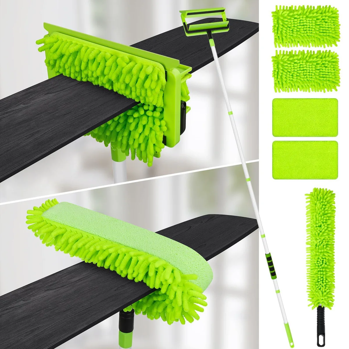 Black Metra ceiling fan duster with 75 inch extension pole and flexible cleaning head