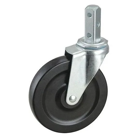 Swivel stem caster with 5 in rubber wheel and zinc-plated steel frame