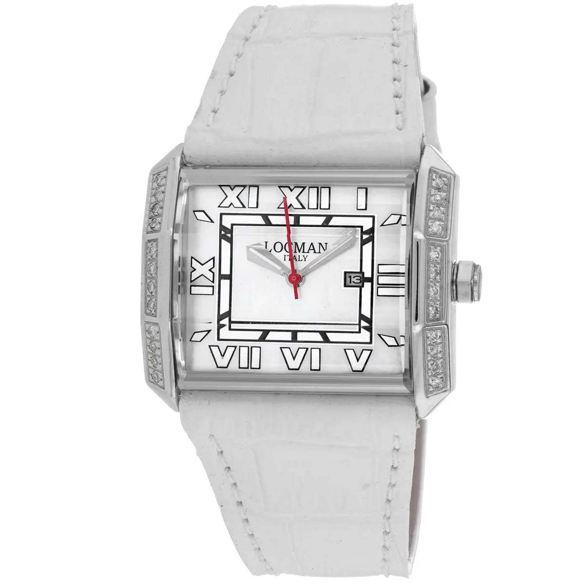 White dial stainless steel watch on leather strap