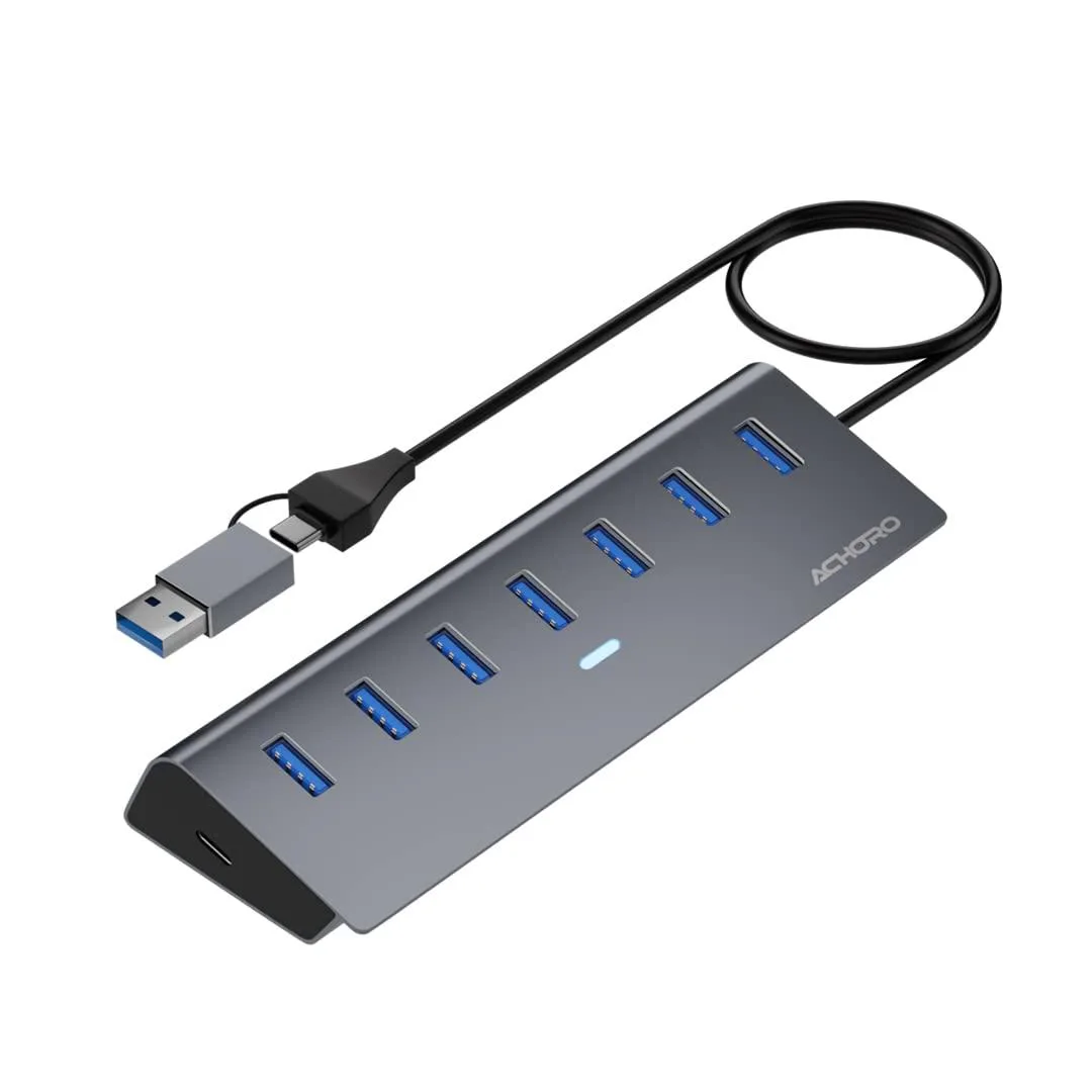  Anker ACHORO 7-Port USB 3.0 Hub USB-C USB-A Aluminium Black — product photo