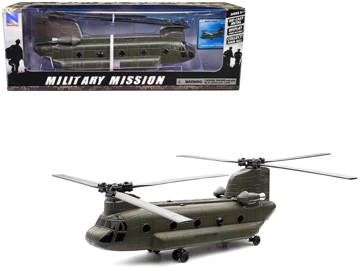 New Ray Toys New Ray Toys Boeing CH-47 Chinook 1/60 Diecast Olive Drab hobby collectible — product photo