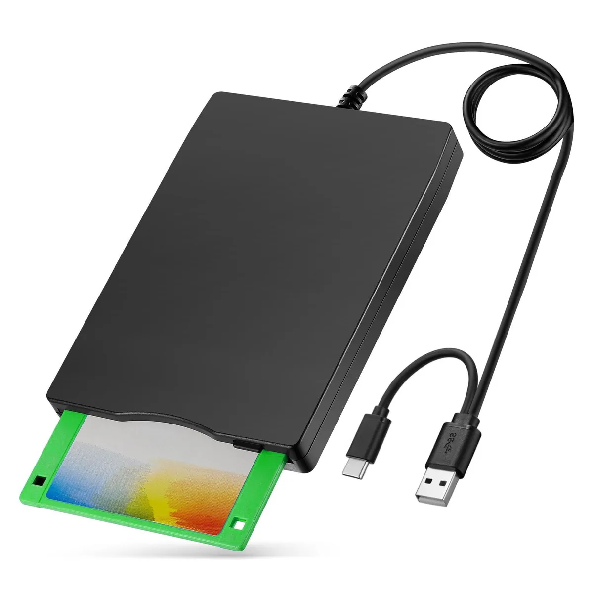 3.5-inch USB-C External Floppy Disk Reader 1.44 MB 10 Packs Black — product photo