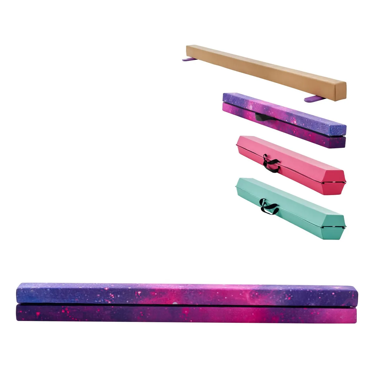 VEVOR VEVOR 8 ft Folding Balance Beam, Galaxy, 300 lbs, 7.7 ft, 4 in top, carry bag — product photo
