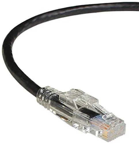 Black round Cat6 patch cable 25 ft black RJ45 connectors lockable boot