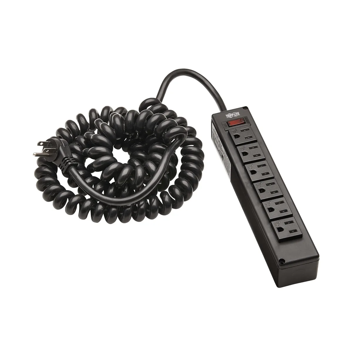 Tripp Lite Tripp Lite TLP610COILAM surge protector 6 outlets 10 ft spiral cord 300 J — product photo
