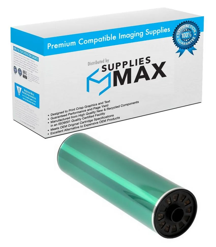 SuppliesMax black OPC drum cartridge, cylindrical, matte black plastic finish