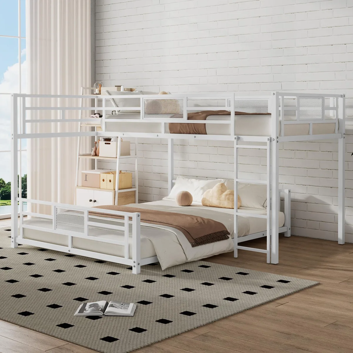 tuphen tuphen L-shaped Metal Twin over Full Bunk Bed White — product photo