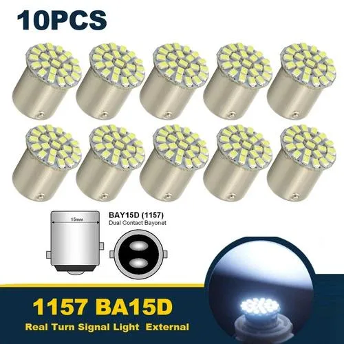 NShi NShi 10Pcs 1157 BA15D LED Bulb 1206 22SMD White Automotive Specialty Lighting — product photo