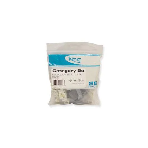 ICC ICC IC107E5CWH EZ Category 5e RJ45 Modular Jack 8P8C White 25 Pack — product photo