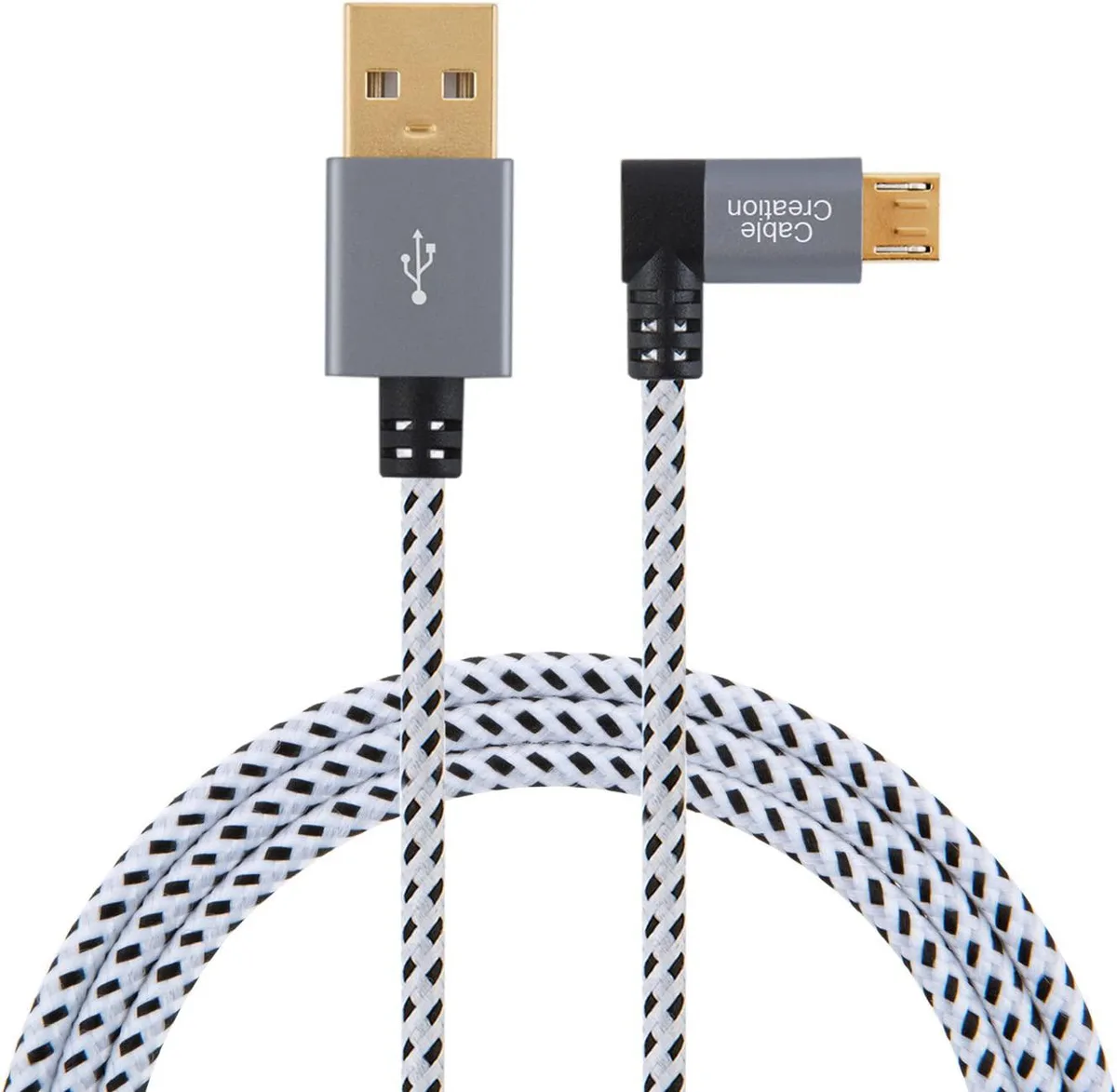 CableCreation CableCreation 10 Feet Right Angle Micro USB 2.0 Braided Cable Space Gray — product photo