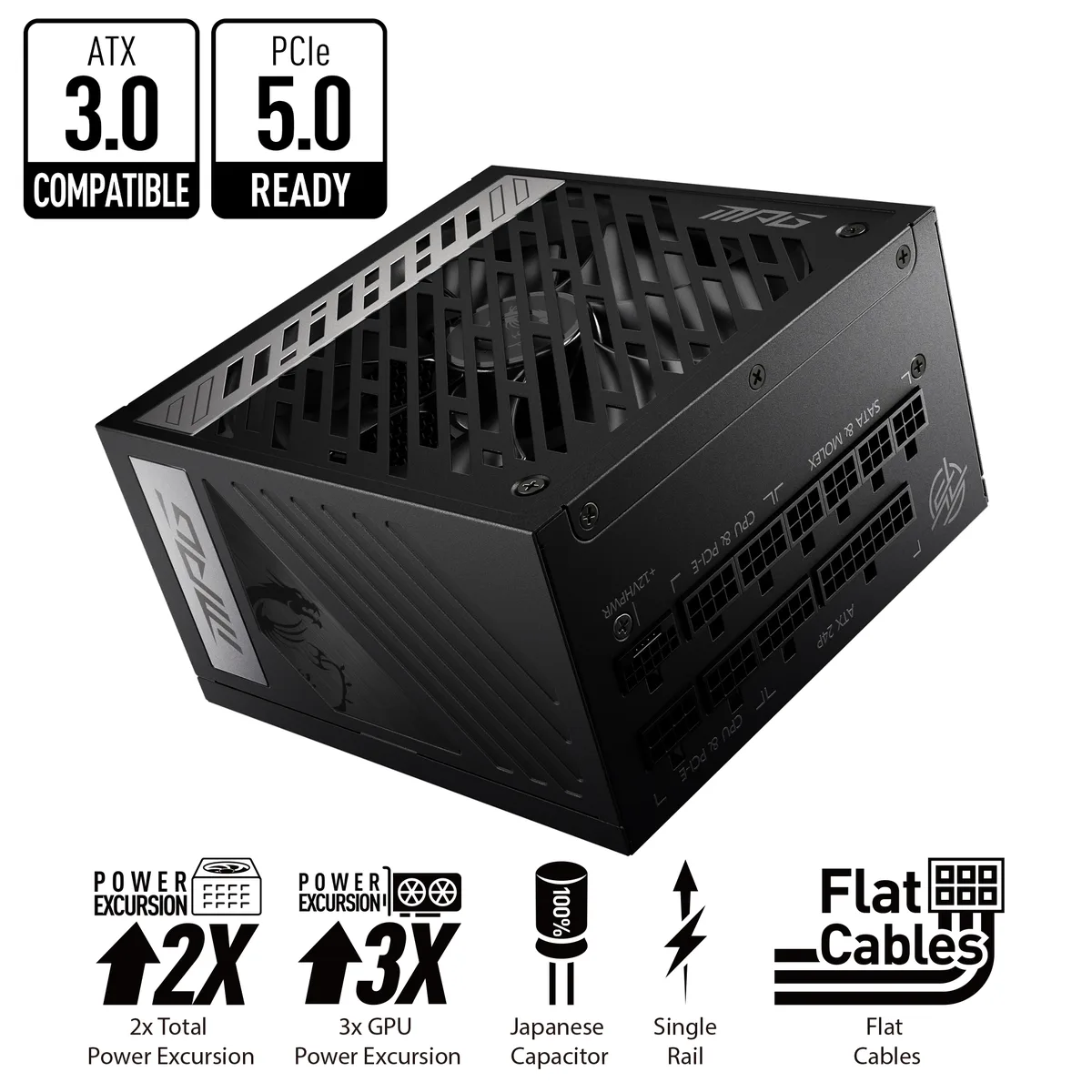 MSI MSI MPG A750G PCIE5 750W ATX 3.0 power supply — product photo