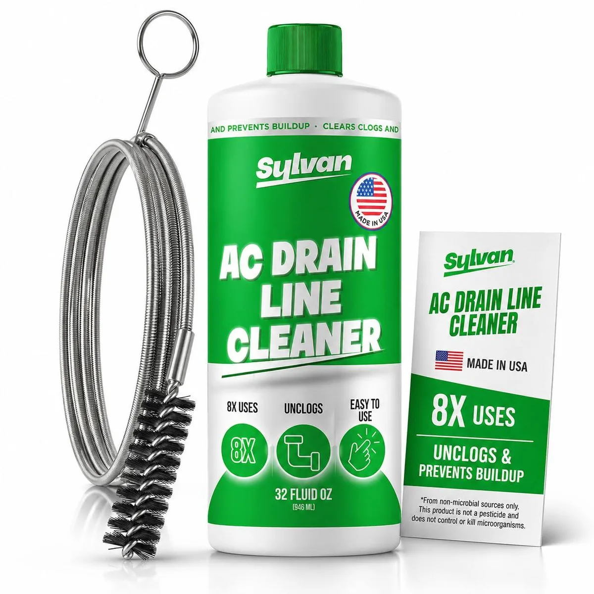 Twelve 32 oz bottles plus a drain brush