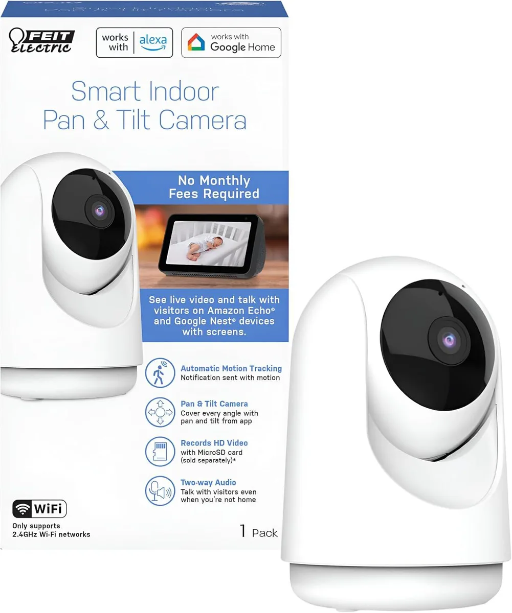 TAURKENAM TAURKENAM Pan Tilt Indoor Network Camera 1080p 30ft Night Vision 2.4GHz WiFi White — product photo