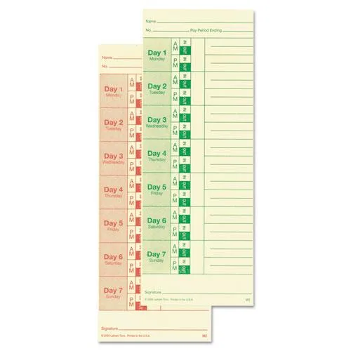 Lathem Time Lathem Time LTHM2100 Time Cards 3.5 x 9 100 Pack — product photo