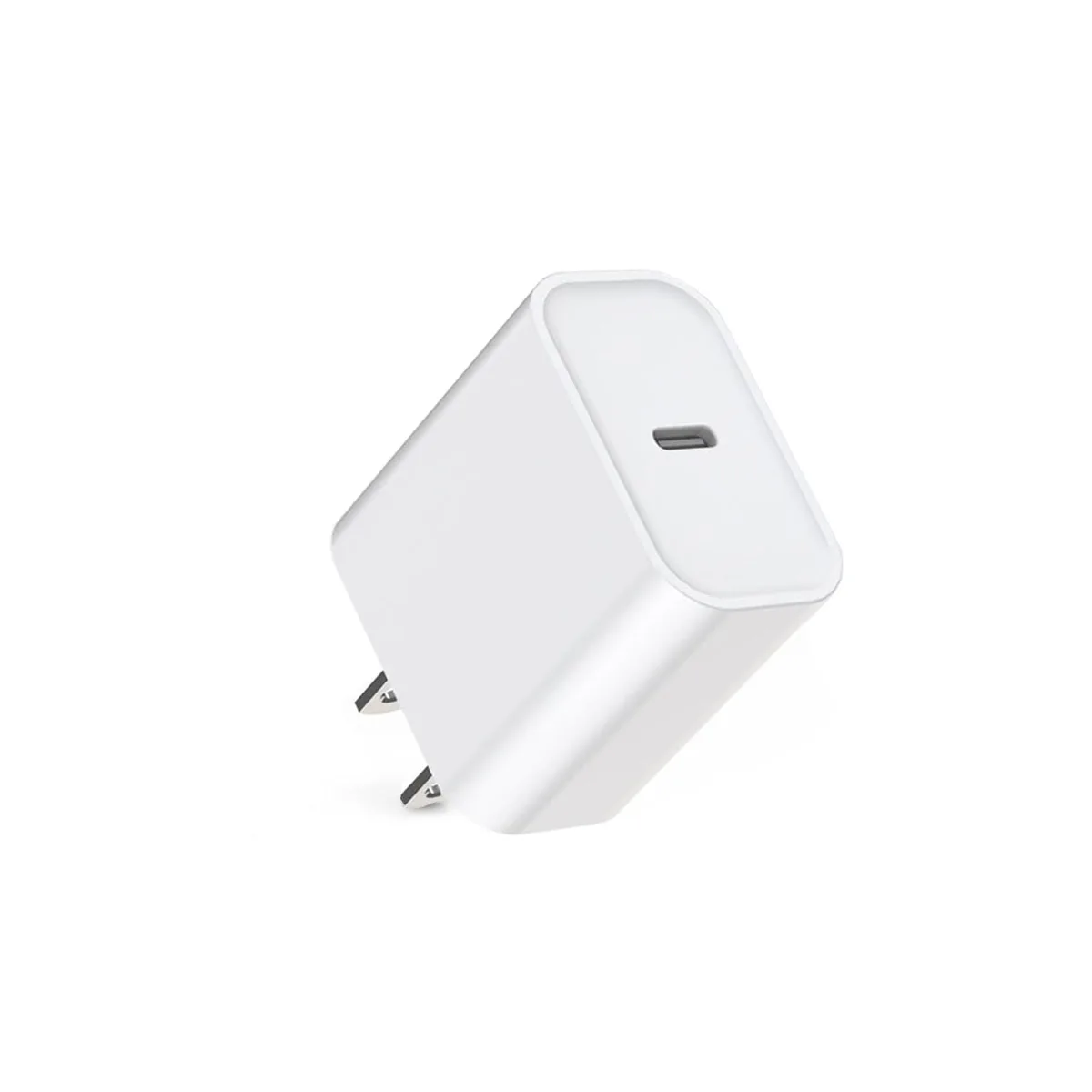Compact white USB-C wall charger with foldable prongs