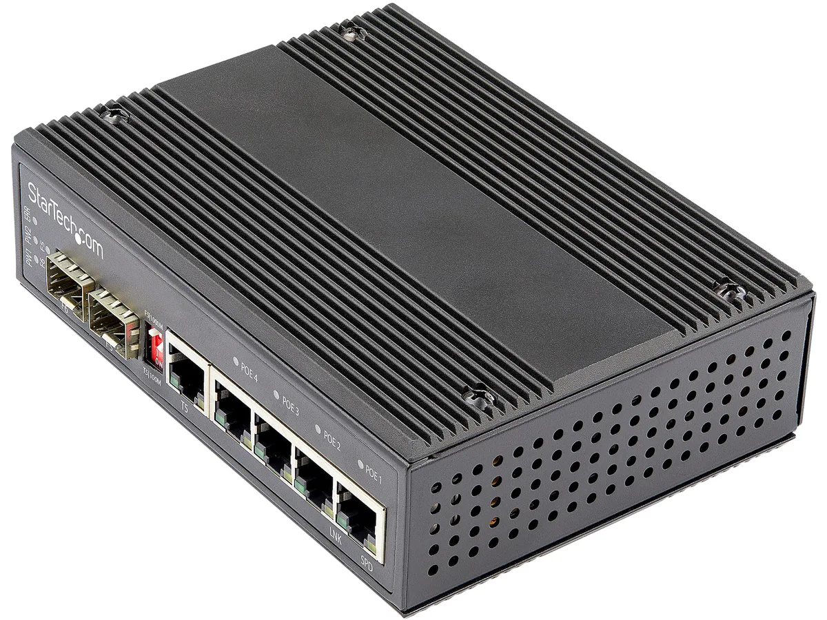 STARTECH STARTECH IES1G52UP12V 6-port network switch 4 PoE RJ45 2 SFP — product photo