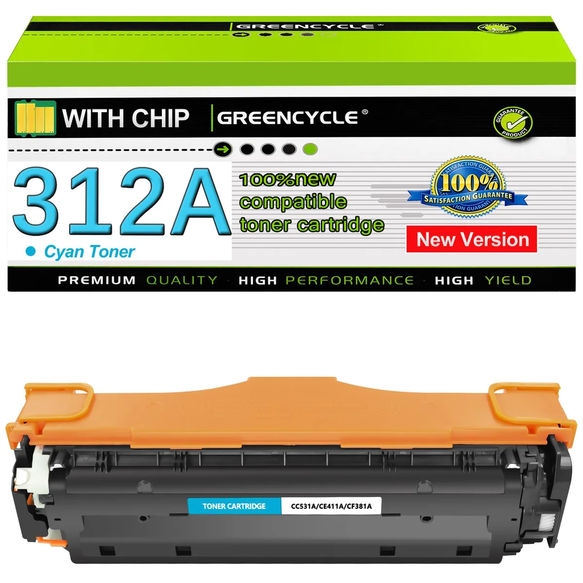 GREENCYCLE GREENCYCLE 312A CF381A Cyan Toner Cartridge — product photo