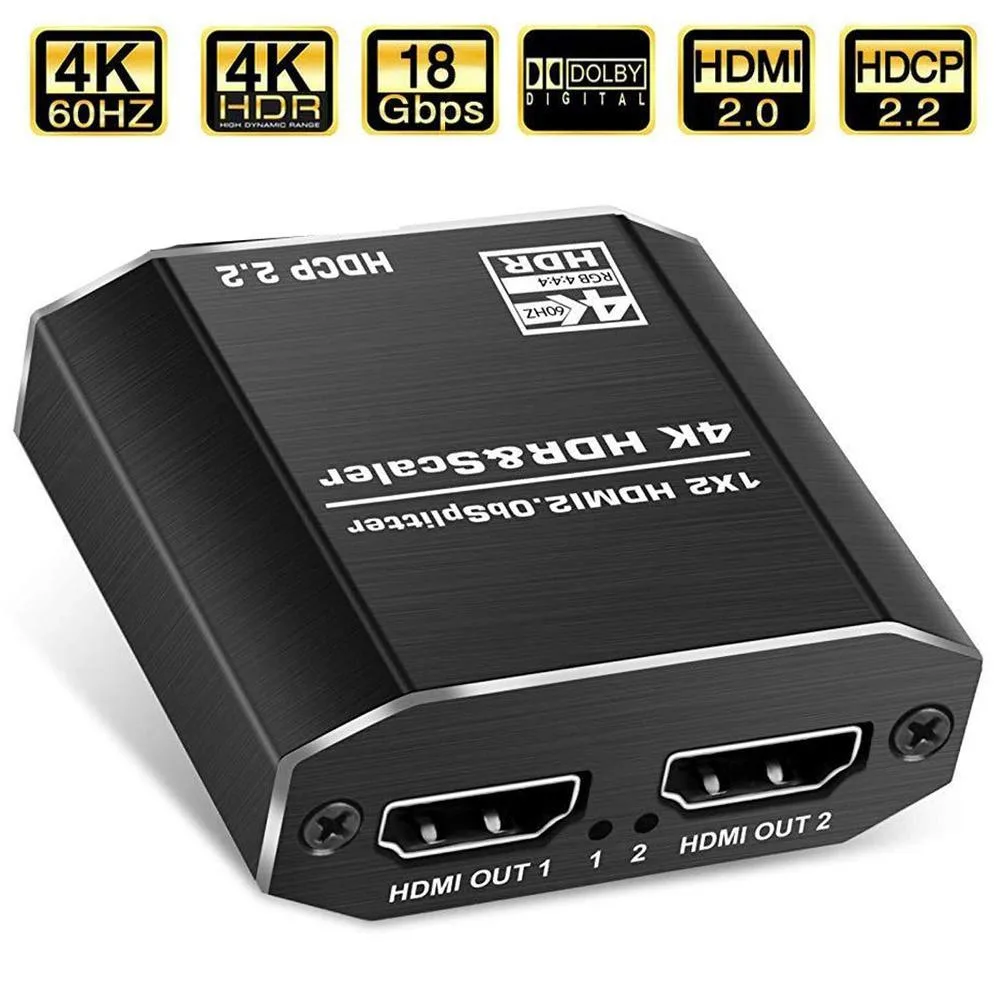 WRIARICH WRIARICH OZF12-2 1×2 HDMI 2.0 video splitter 4K 60 Hz 18 Gbps — product photo