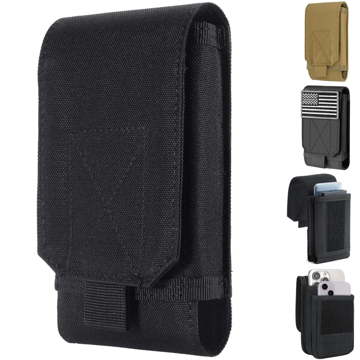 No Sew No Sew Tactical Phone Pouch 1000D Nylon Black 7 x 3.3 x 1 in — product photo