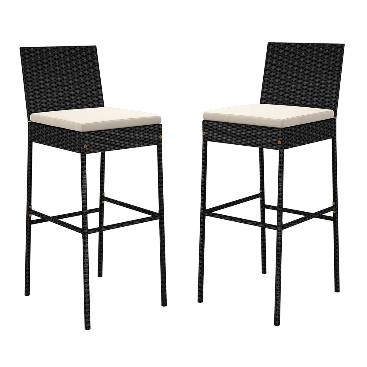 SlickBlue SlickBlue Patio Wicker Bar Stools Set of 2 Black 30" Seat Height 400 lbs Capacity — product photo