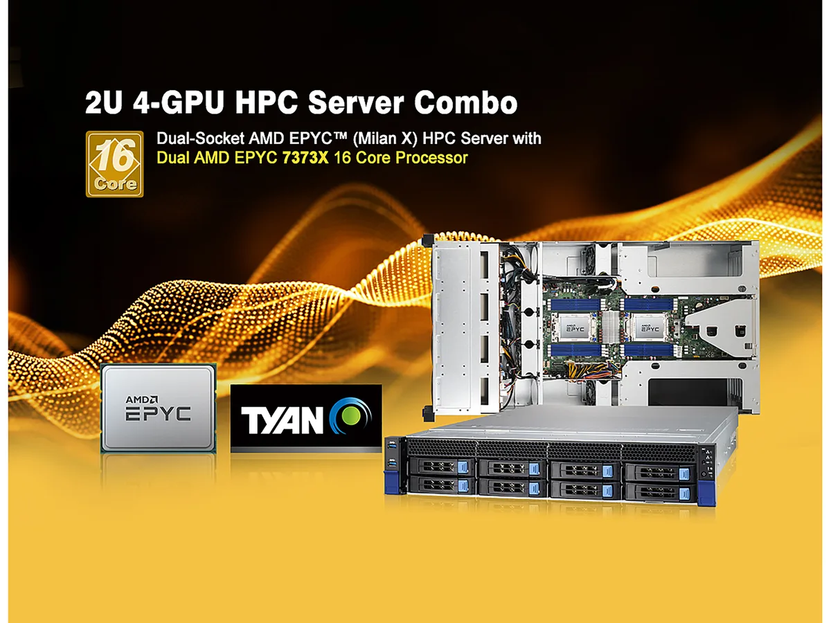 TYAN TYAN BS8251T83E8HR-2T-N-1 barebone server 2U dual AMD EPYC 7773X 64-core 2.30 GHz — product photo