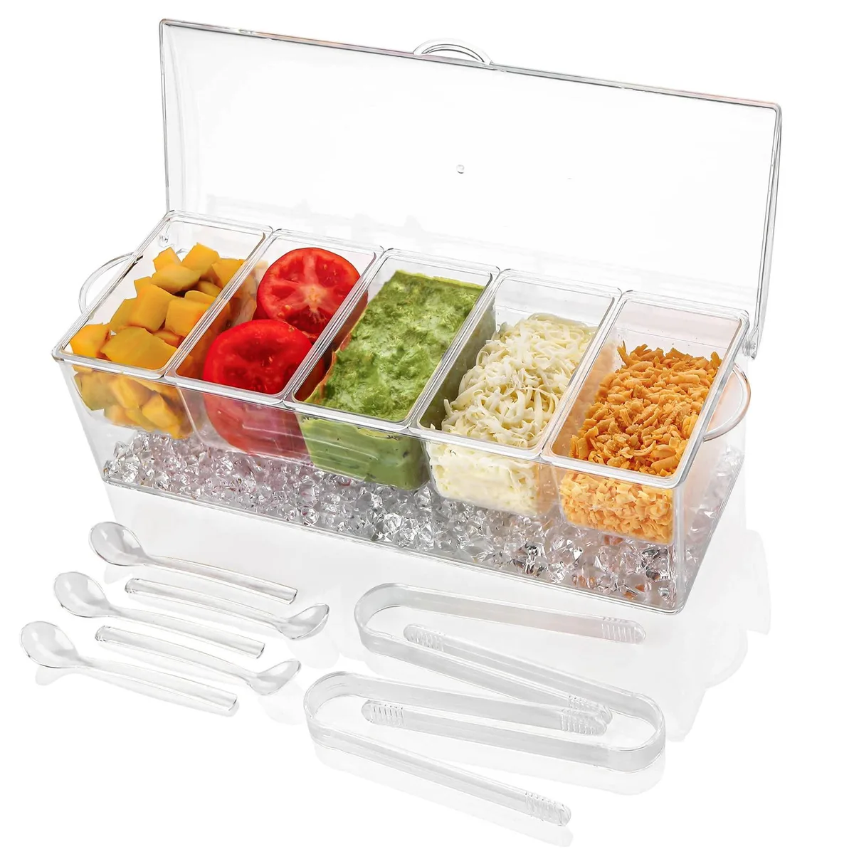 DNBeffulgent DNBeffulgent Ice Chilled 5-Compartment Condiment Server 15 in Transparent — product photo