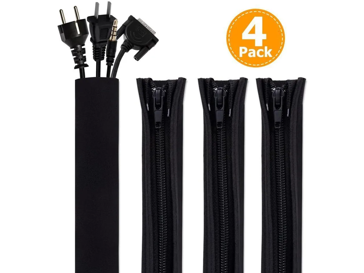 BONAEVER BONAEVER Cable Management Sleeve 19.5 in Black 4 Pack — product photo
